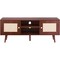Rattan TV Stand for 55 Inch TV Bohemian Style Media Console with Storage Cabinets